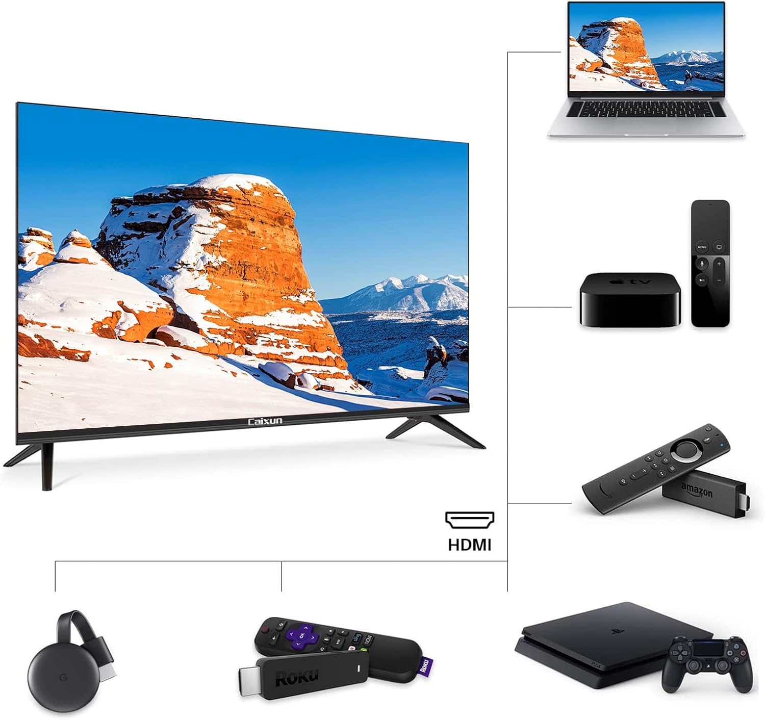 Caixun EC50S1A, 50 inch 4K UHD HDR LED Smart Android TV with Google Assistant (Voice Control), Screen Share, HDMI, USB, Wi-Fi, Bluetooth(2021 Model)