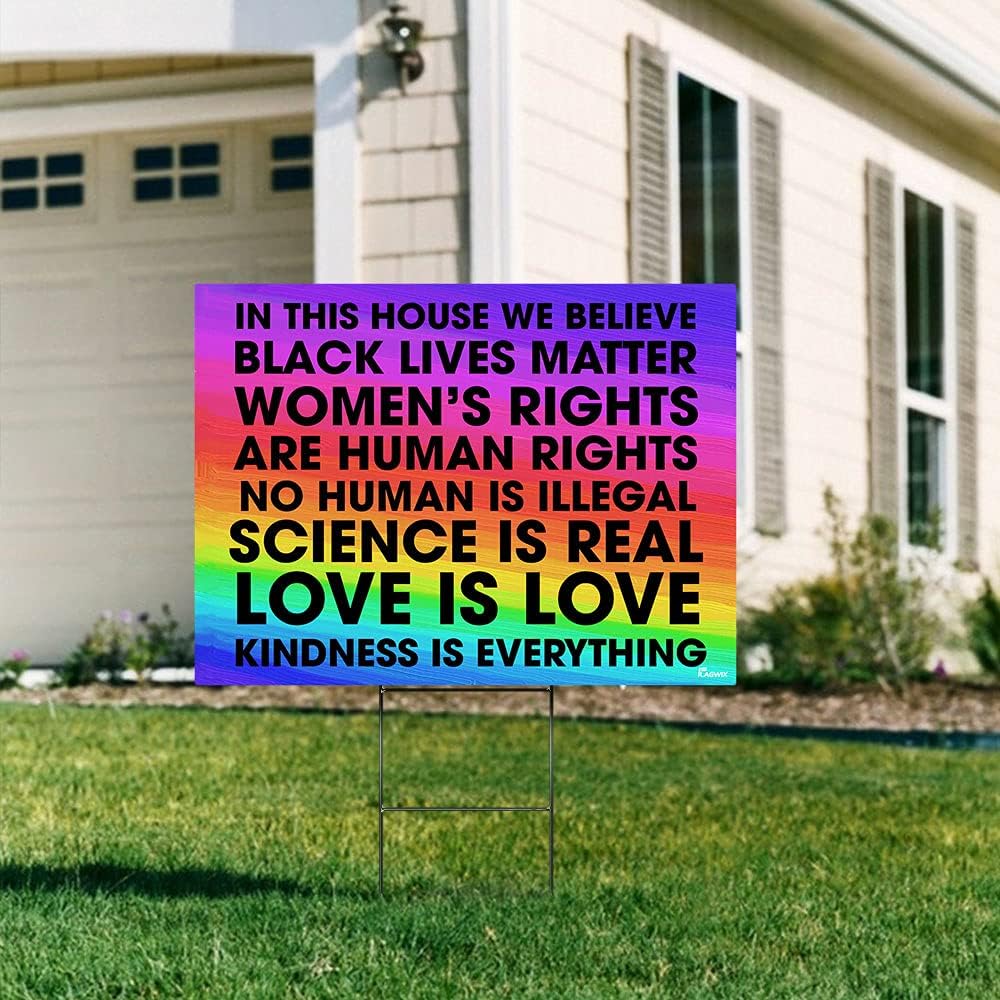 Yard Sign-in This House We Believe Yard Sign DDH1756YS, 1 piece-24x18 in Plastic Decoration Yard Signs Stake H Frame Pack of 2
