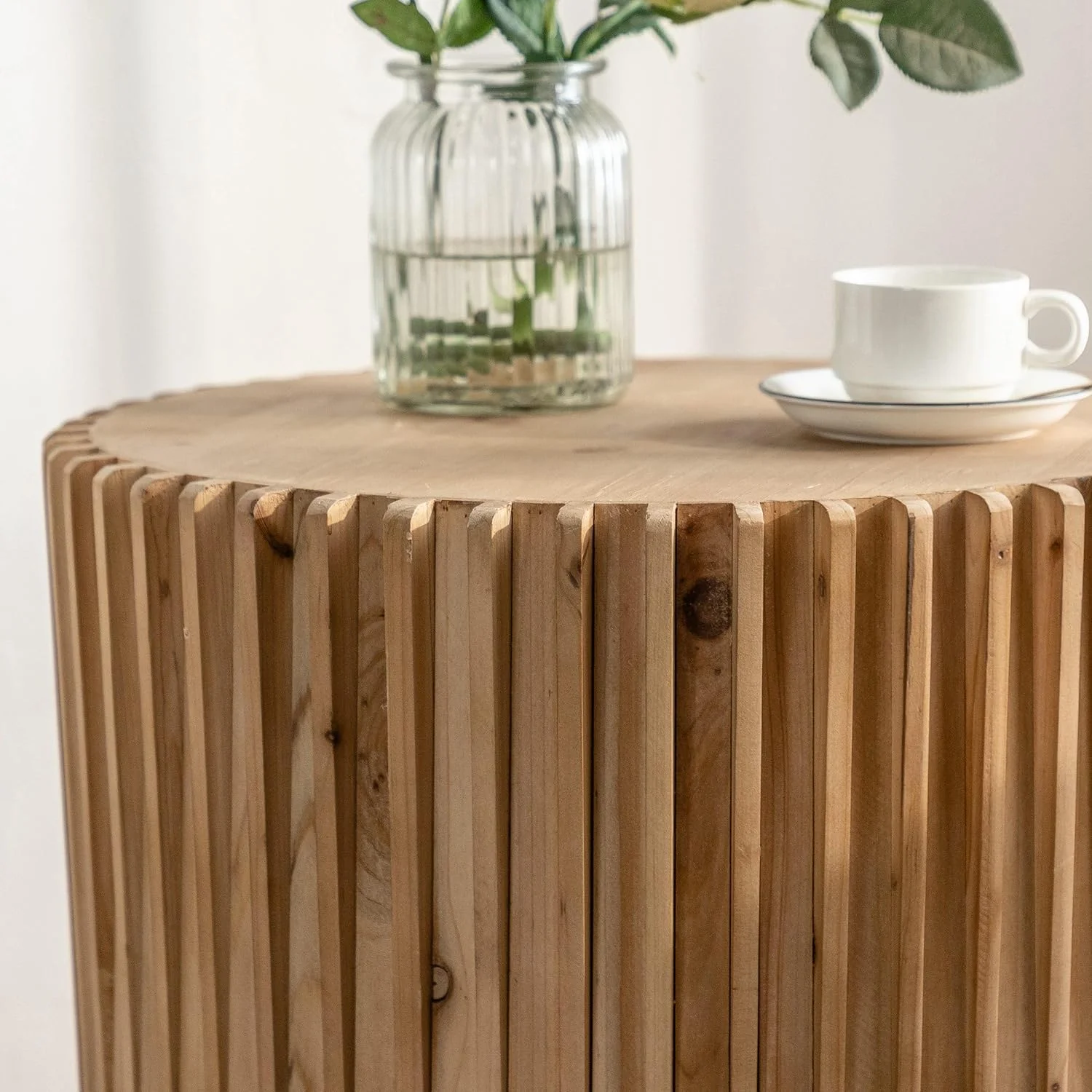 KBANZIBIU Unique and Retro Design Wood   Natural Wood   Round Wood Coffee Table  Drum Coffee Table  Tree Stump Coffee Table  Natural Wood  with  for Living Room