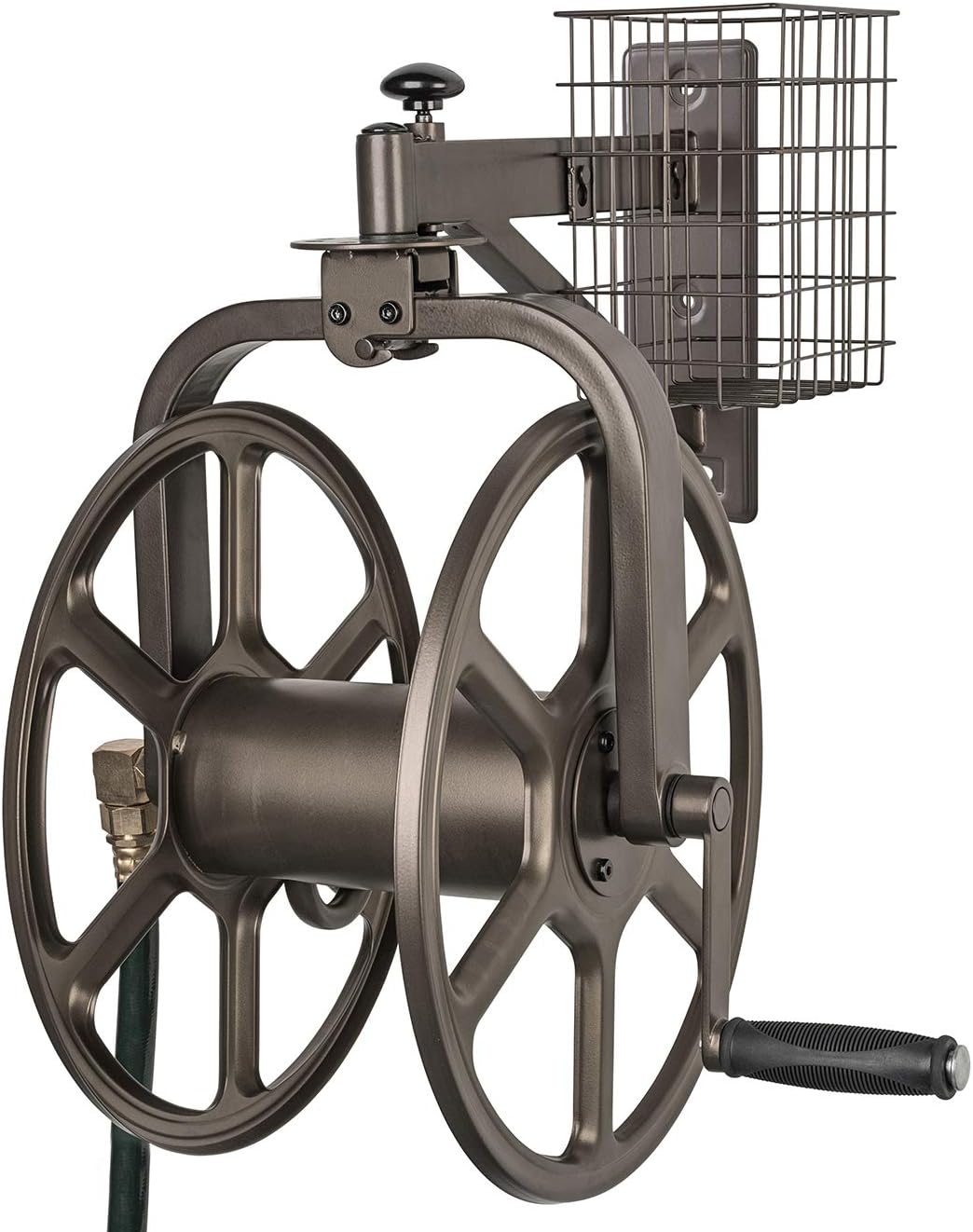 Liberty GARDEN 712 Single Arm Navigator Multi-Directional Garden Hose Reel, Holds 125-Feet of, 5/8-Inch, Bronze