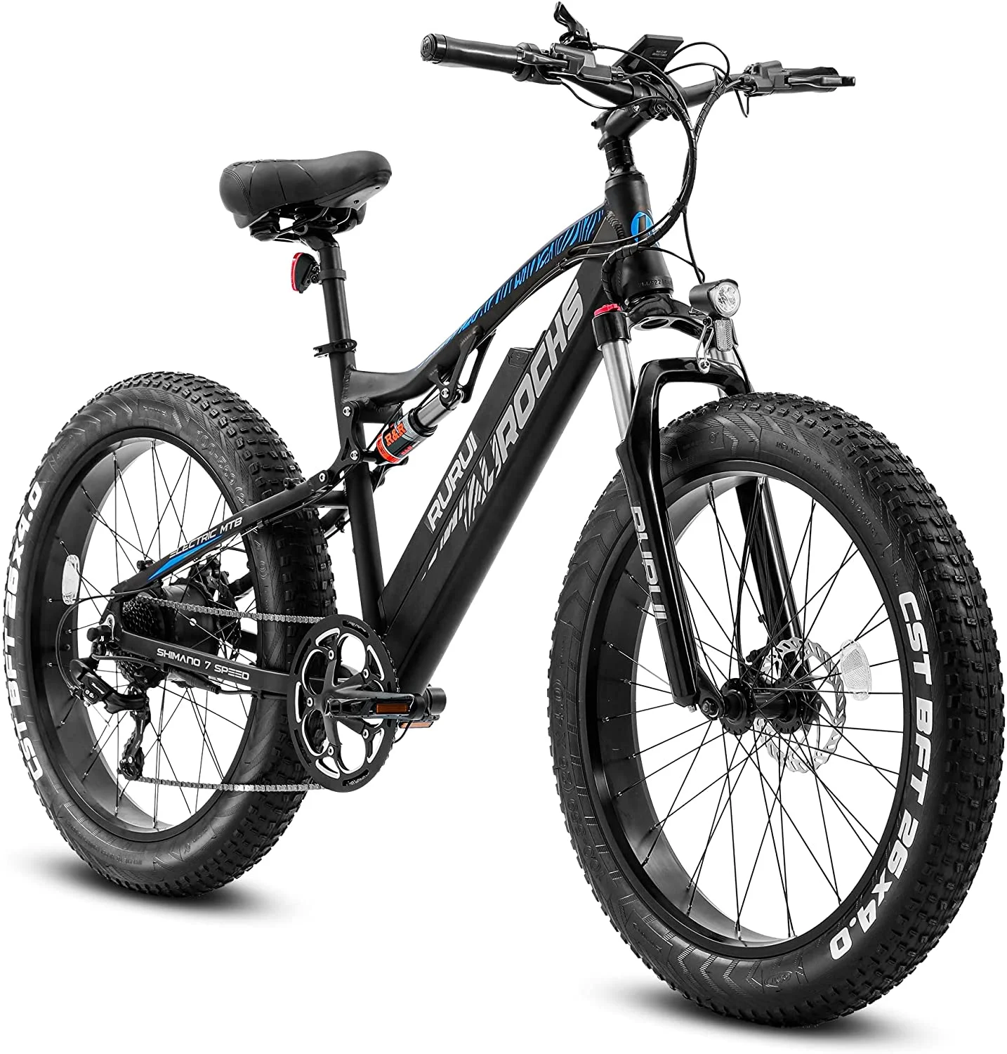 Eahora XT10 26in 750W Electric Bike up to 31MPH 48V 15Ah Adults 9 Speeds 4.0 Fat Tire Bicycle Black - Curated Treasures Market