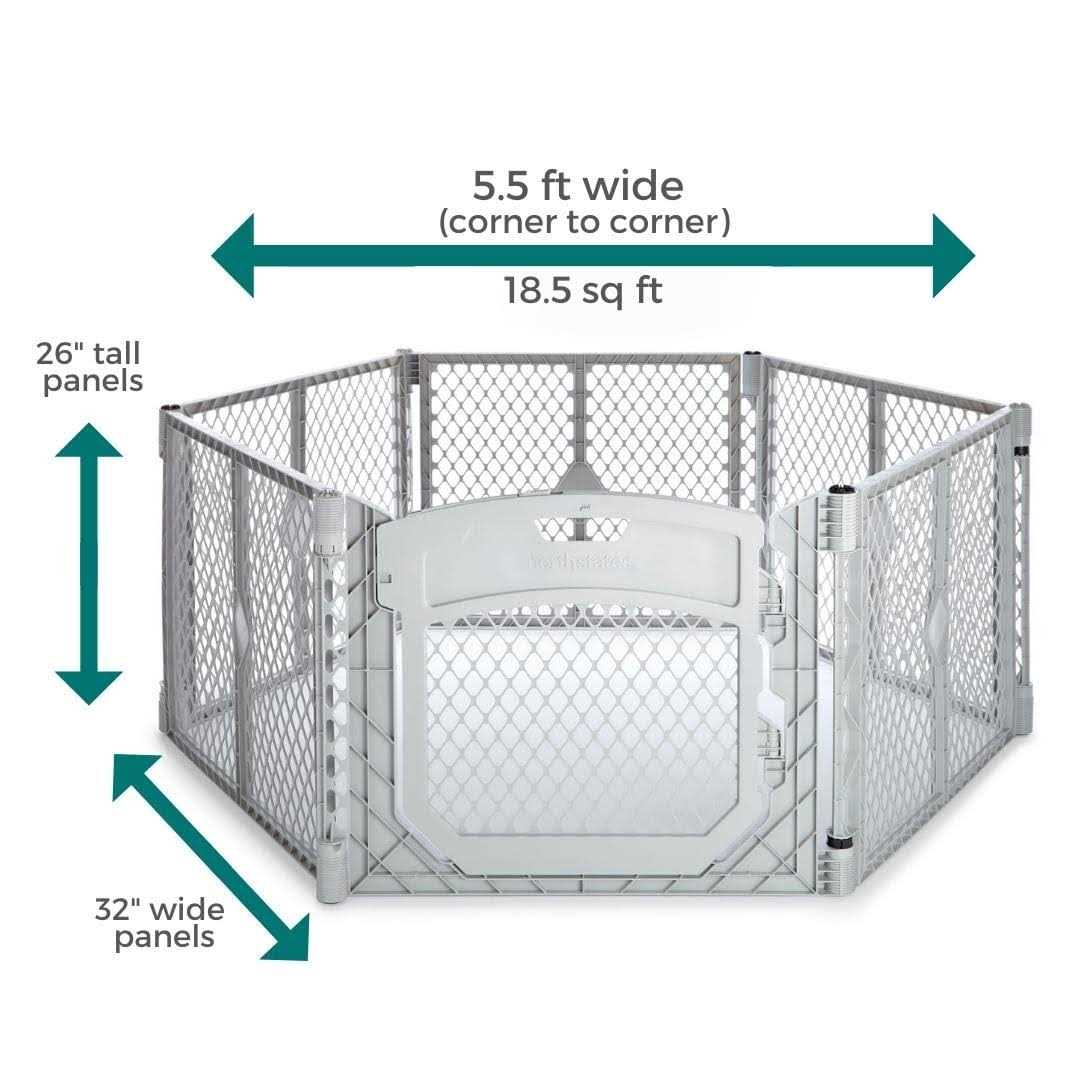 North States MyPet Petyard Plus 18.5 Sq. Ft. Dog playpen Indoor. Made in USA. 6-Panel pet playpen - Pet Supplies online store