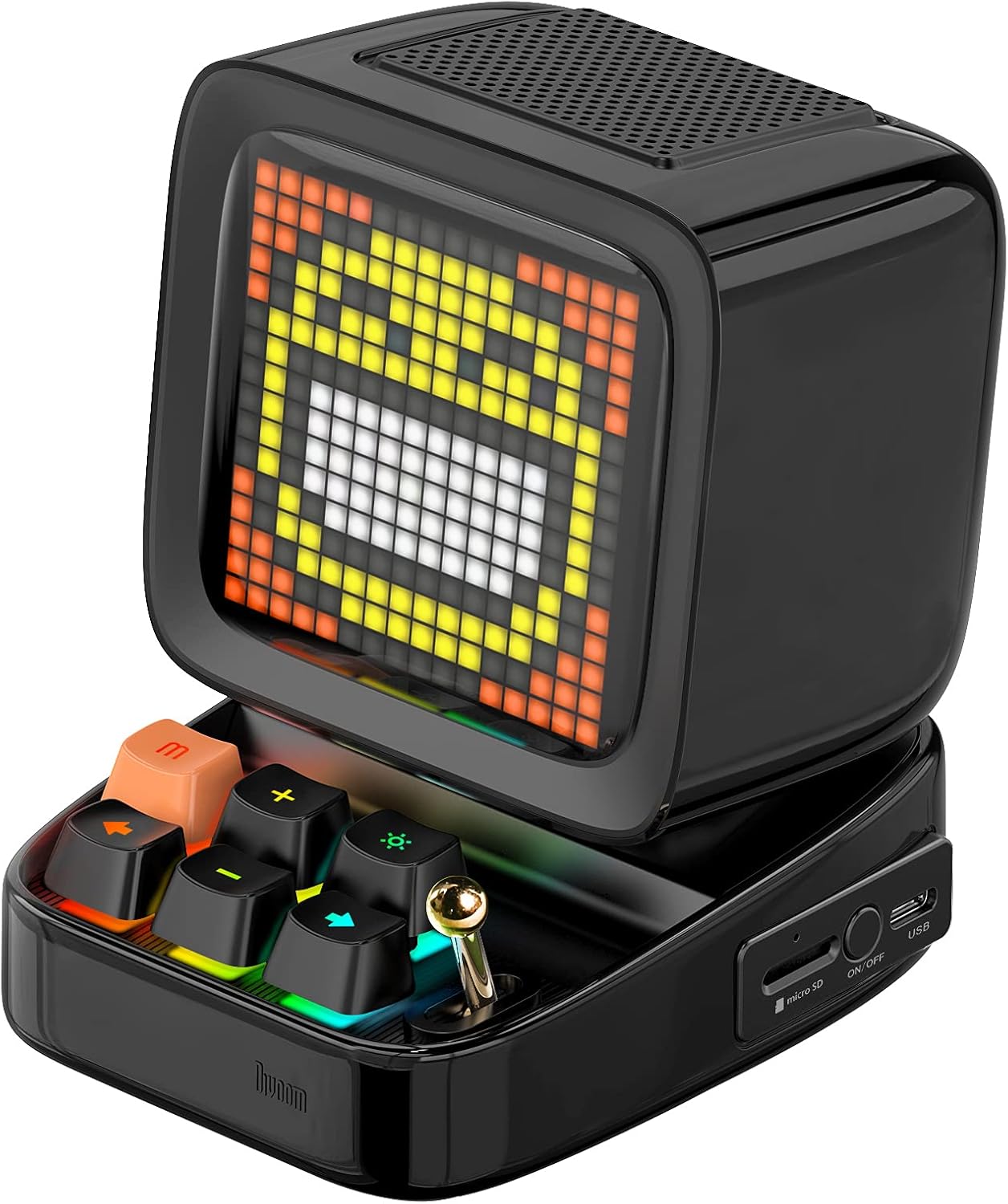 Divoom Ditoo Pixel Art Gaming Portable Bluetooth Speaker with App Controlled 16X16 LED Front Panel, Also a Smart Alarm (White)