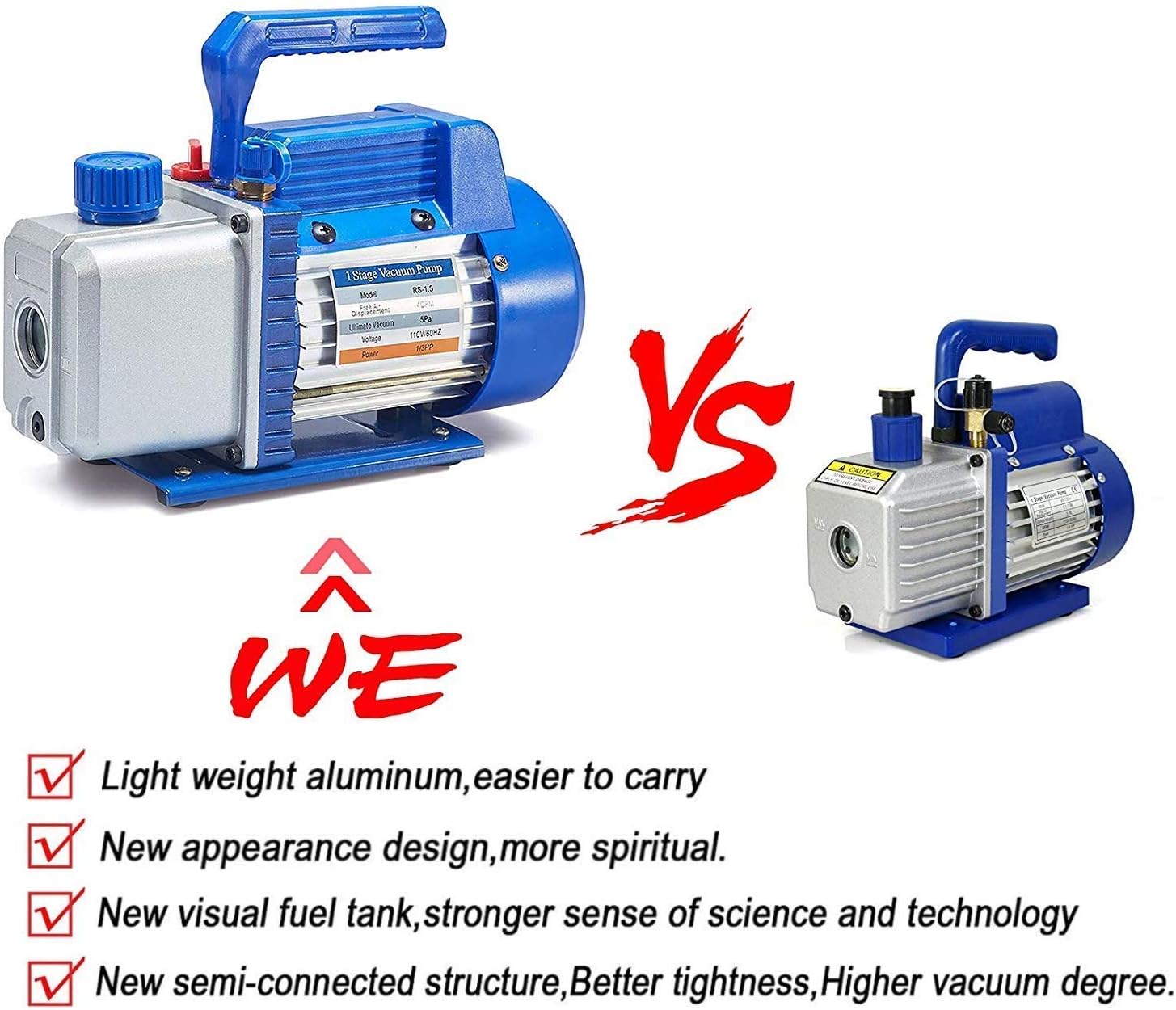 NewPosition 4CFM 1/3HP Air Vacuum Pump HVAC A/C Refrigeration Tool Kit AC with Leak Detector, Auto Repair Equipment, Manifold Gauge Set(R134A R22), 3 Hoses, Ideal for Food Packaging,Milking,Medical et