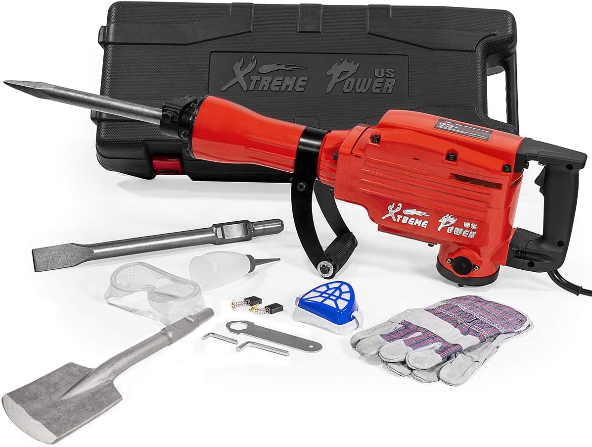 XtremepowerUS 61117-XP Jack Hammer w/Chisel & Shovel Bits Electric 2200W Demolition Construction Concrete Breaker Punch Drill