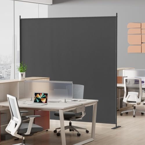 Helios&Hestia 8-Panel 6 ft Tall Indoor Folding Room Divider, Portable Privacy Screen, Freestanding Partition Separator, Temporary Wall Separation for Bedroom, Office, 160" W X 71" H, Dark Grey