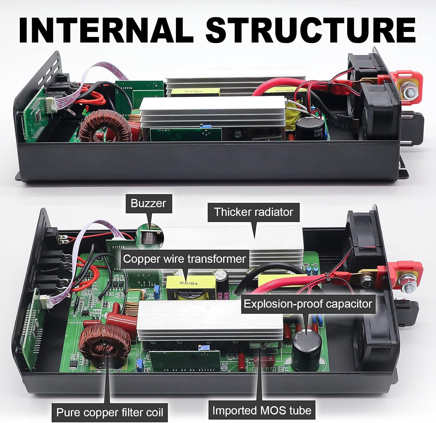 Pure Sine Wave Inverter 2000W Peak 4000W Power Inverter DC 12V to AC 110V 120V with 2 AC Outlets LCD Display for Home Solar System Car Truck RV Professional-Grade Voltage Converter Sine Wave Inverter