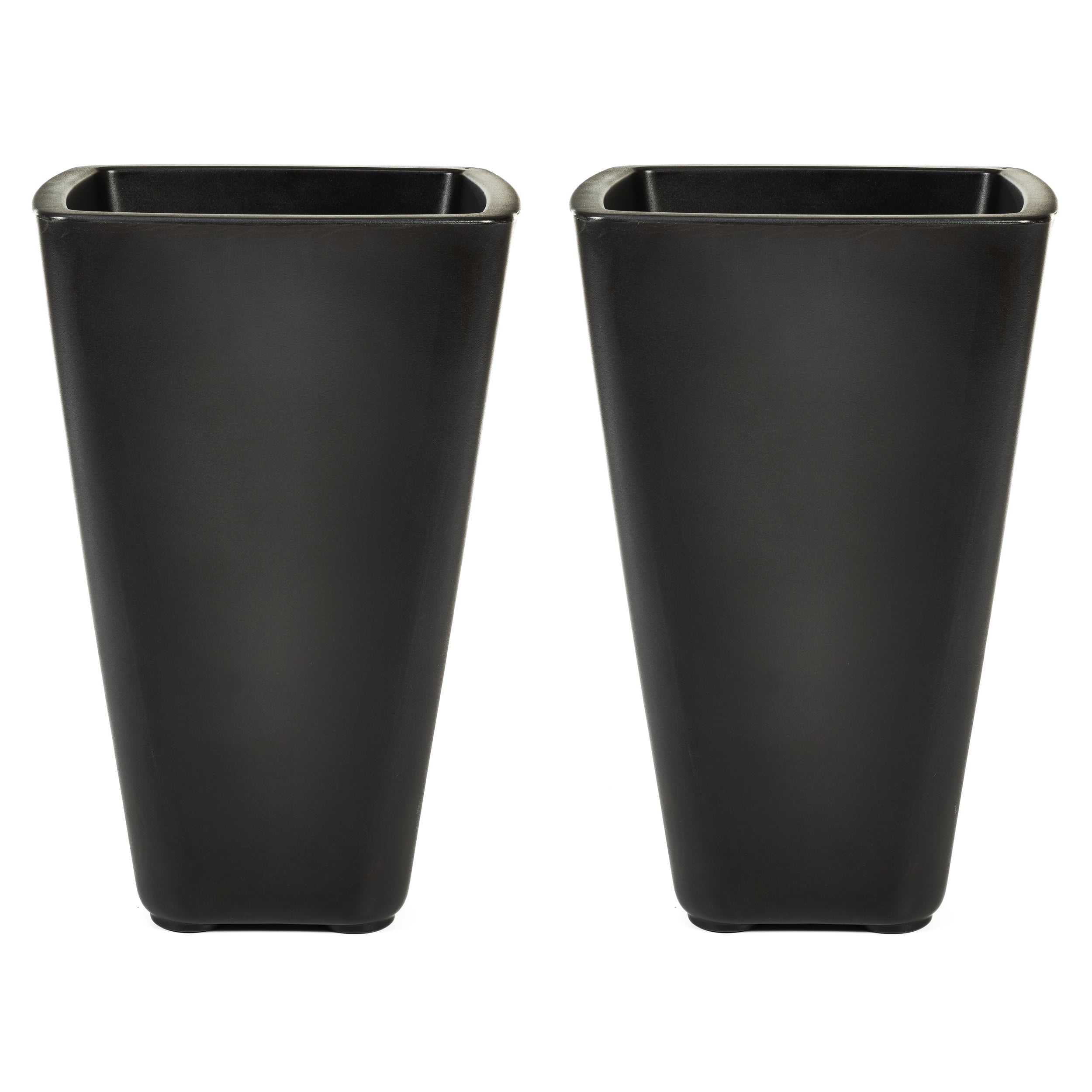 Step2 Bridgeview 26" Tall 2pk Black Square Indoor Outdoor Plastic Planter