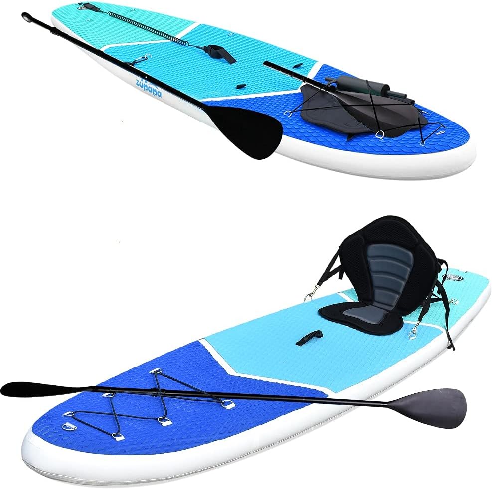 Zupapa Upgrade Inflatable Stand Up Paddle Board 6" Thick 11 FT Kayak Convertible All Accessories Included