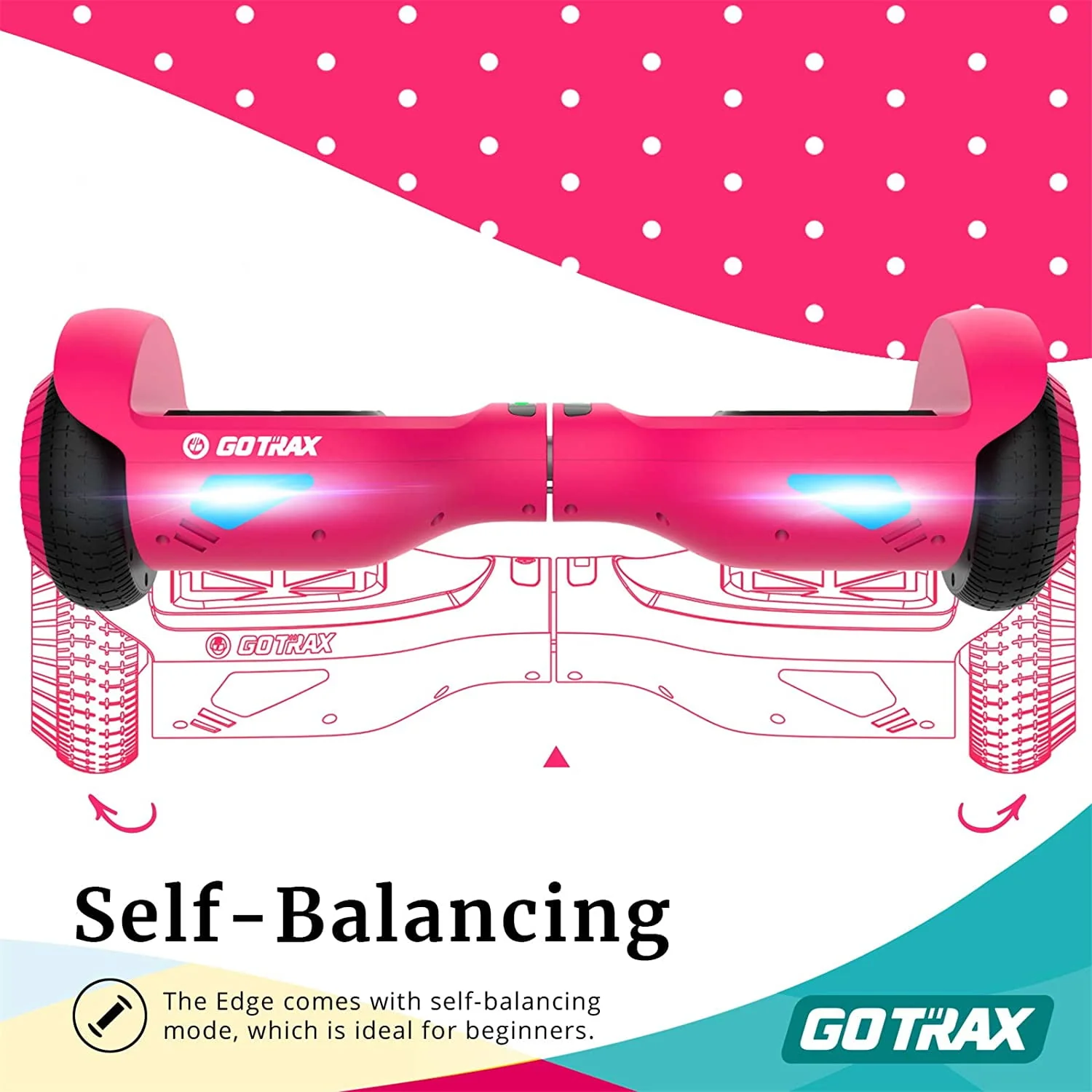 Gotrax Edge Hoverboard for Kids Adults, 6.5 Tires 6.2mph & 2.5 Miles Self Balancing Scooter, Black