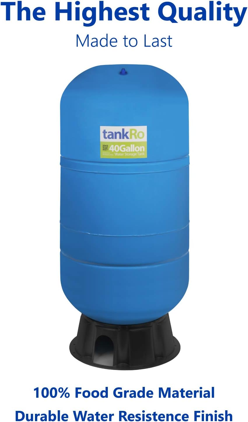 40 Gallon Reverse Osmosis Water Filtration System Expansion Tank, Food Grade Materials, Easy Installation, Durable Steel Construction, 1 Year Warranty