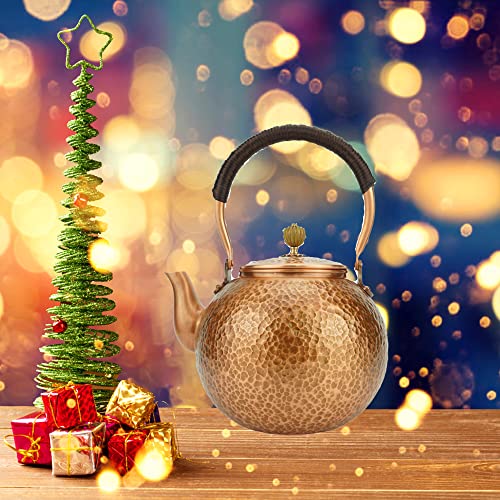 Funmaker Handmade Solid Copper Tea Pot Kettle Stovetop Teapot Thick Hammered Copper Tea Pot Kettle Stovetop Teapot Made for gasstove tops pure copper kettle
