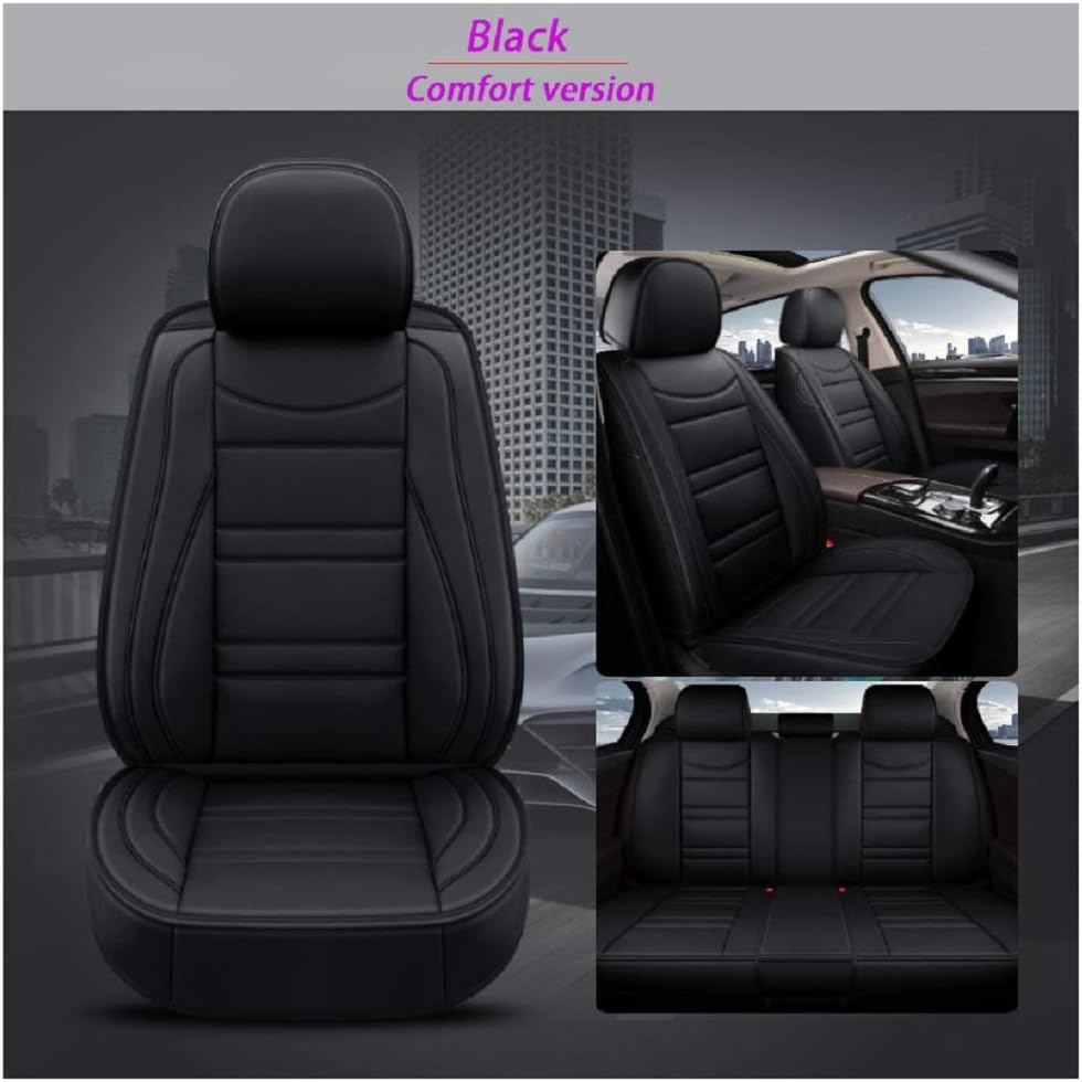 Luxury Leather Auto Car Seat Covers 5 Seats Full Set Universal Fit SR247 (Beige)