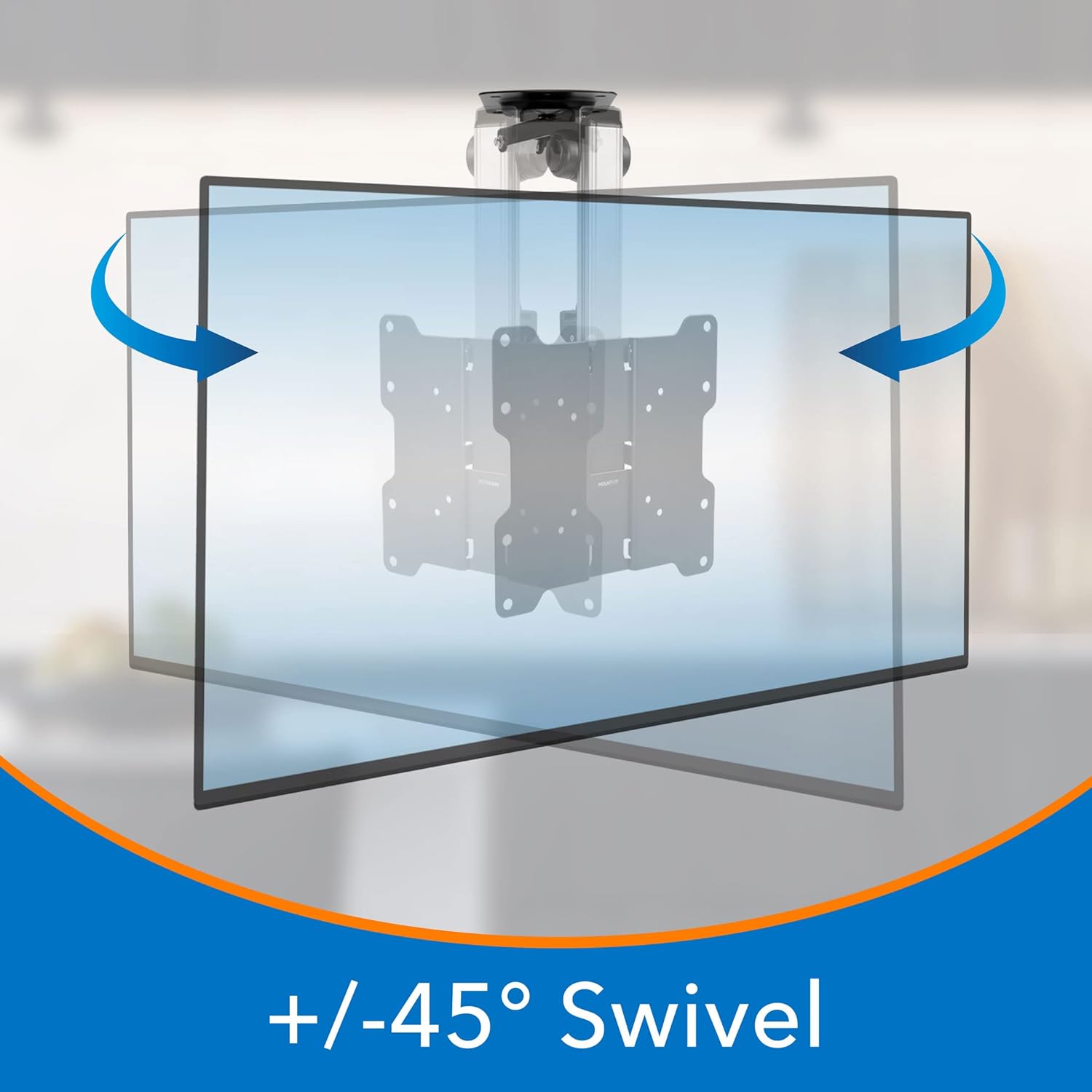 Mount-It! Flip Down TV and Monitor Mount | Ceiling Kitchen Overhead and Under Cabinet Mount | Fits Flat Screens 13 15 17 19 21.5 24 27 32 37 Inches | VESA Compatible 75 - 200 | Height Adjustable