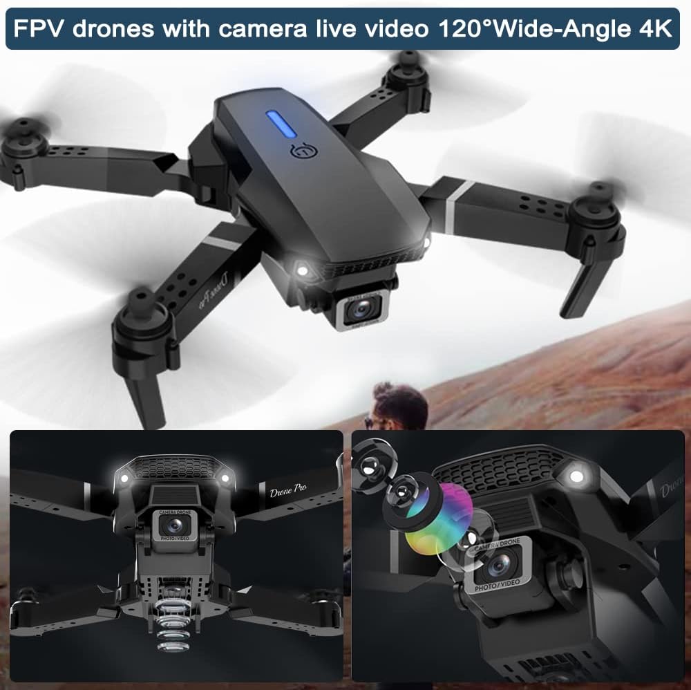 FPV Drone with 4K Dual HD Cameras Upgraded Version RC Quadcopter for Adults and Kids, Beginner WiFi RC Drone Live Video