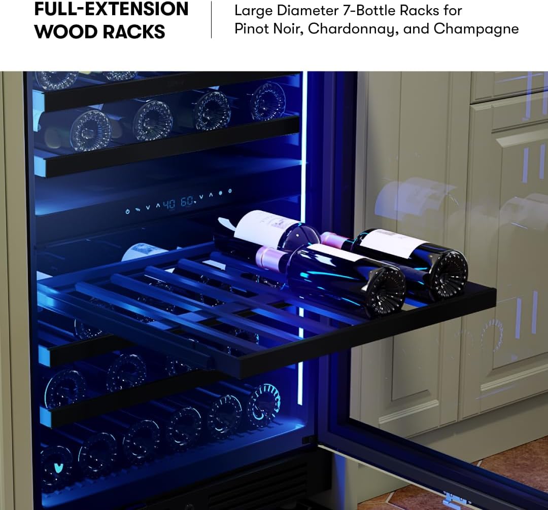 Zephyr Presrv 24" Wine Fridge Dual Zone Panel Ready Under Counter - Countertop Wine Cooler Cellars Small Cabinet Wine Refrigerator Home Bar Chiller Freestanding ENERGY Star certified, 45 Bottles