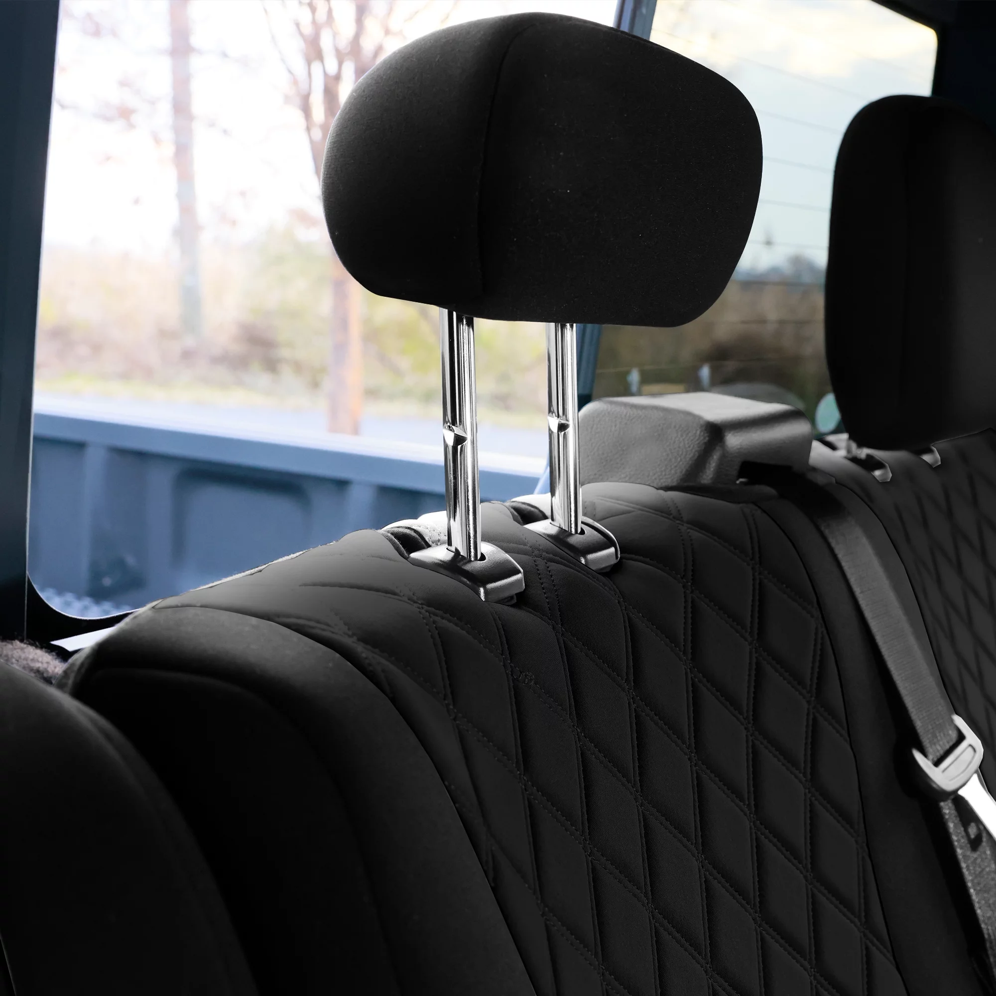 FH Group Custom Fit Neoprene Car Seat Cover for 2021-2023 ford F-150, F-250, F-350, F-450, Black Full Set Seat Covers with Air Freshener - Curated Treasures Market