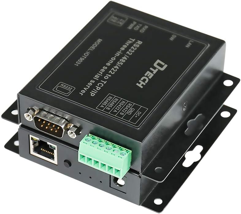 DTECH Serial to Ethernet Converter Adapter RS232 RS422 RS485 to TCP IP Device Server Supports DHCP DNS Modbus RTU/TCP 10/100M Power Over Ethernet POE Pack of 2