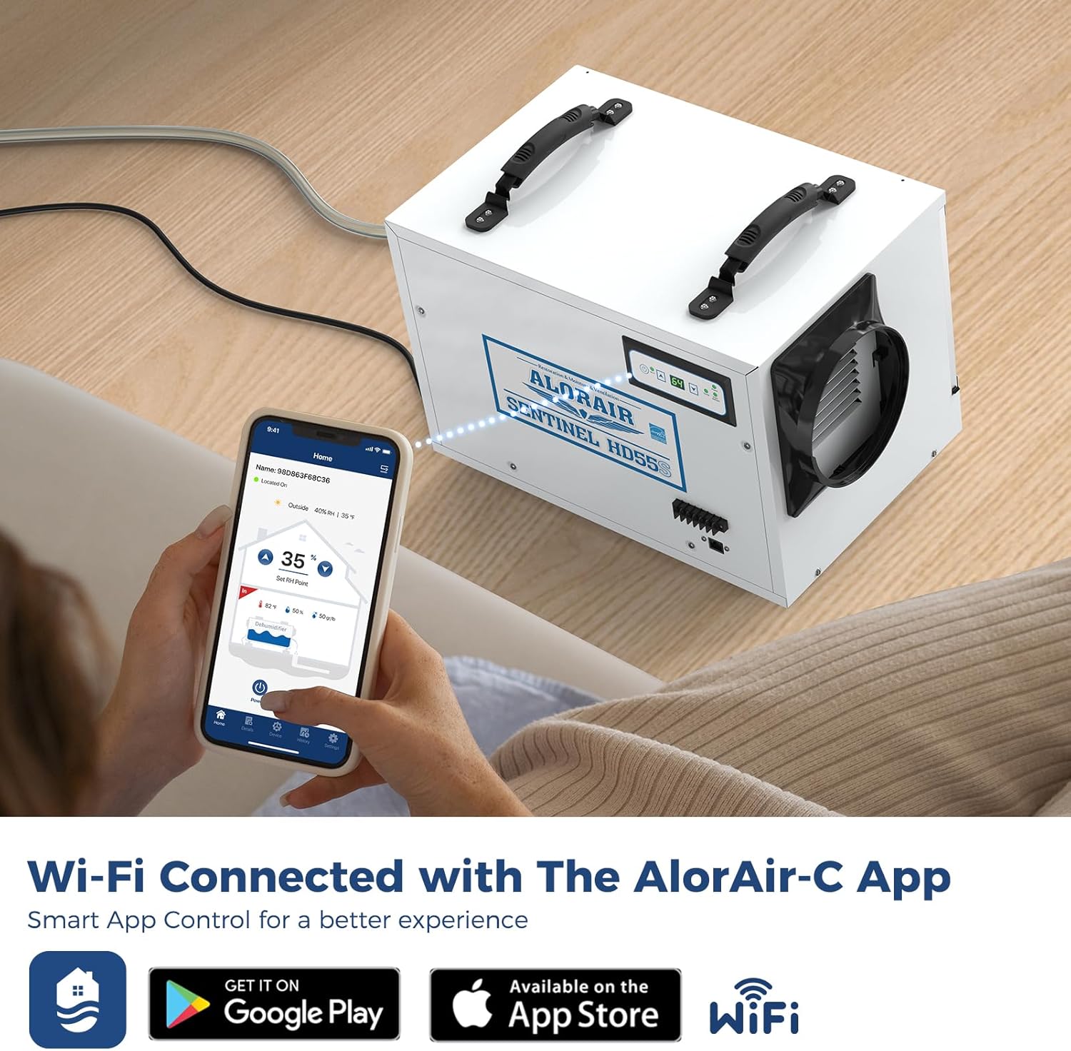 ALORAIR Crawl Space Dehumidifiers, 120 PPD Energy Star Wi-Fi APP Controls Crawlspace Dehumidifiers, Auto Defrost Basement Commercial Dehumidifiers