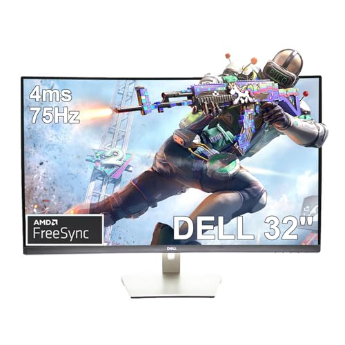 Dell S Series 32" Curved Gaming Monitor, FHD (1920 x 1080) Display, 75Hz, 4ms, AMD FreeSync, sRGB 99% Color Gamut, 1800R Curvature, 16.7 Million Colors