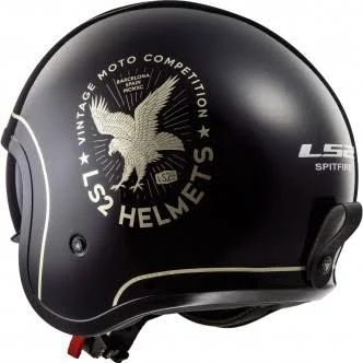 LS2 OF599 Spitfire Flier Jet Helmet, Black, Size Xs