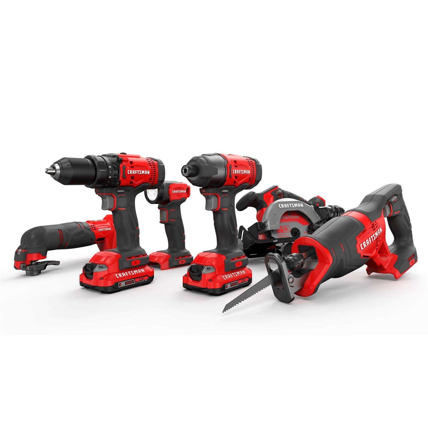 Craftsman 6-Tool Power Tool Combo Kit with Soft Case CMCK601D2 - Shop Hardware Tools Online Store