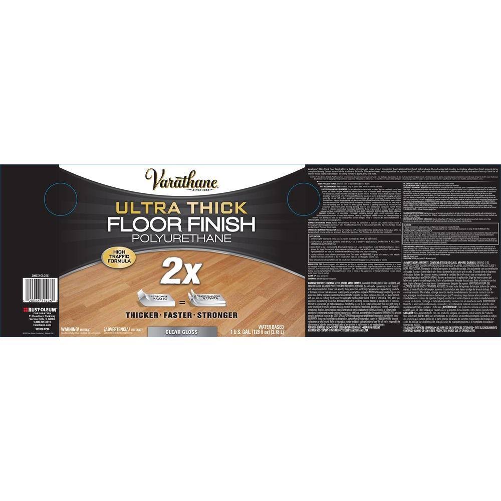1 gal. Clear Gloss Ultra Thick 2X Water-Based Floor Polyurethane (2-Pack)