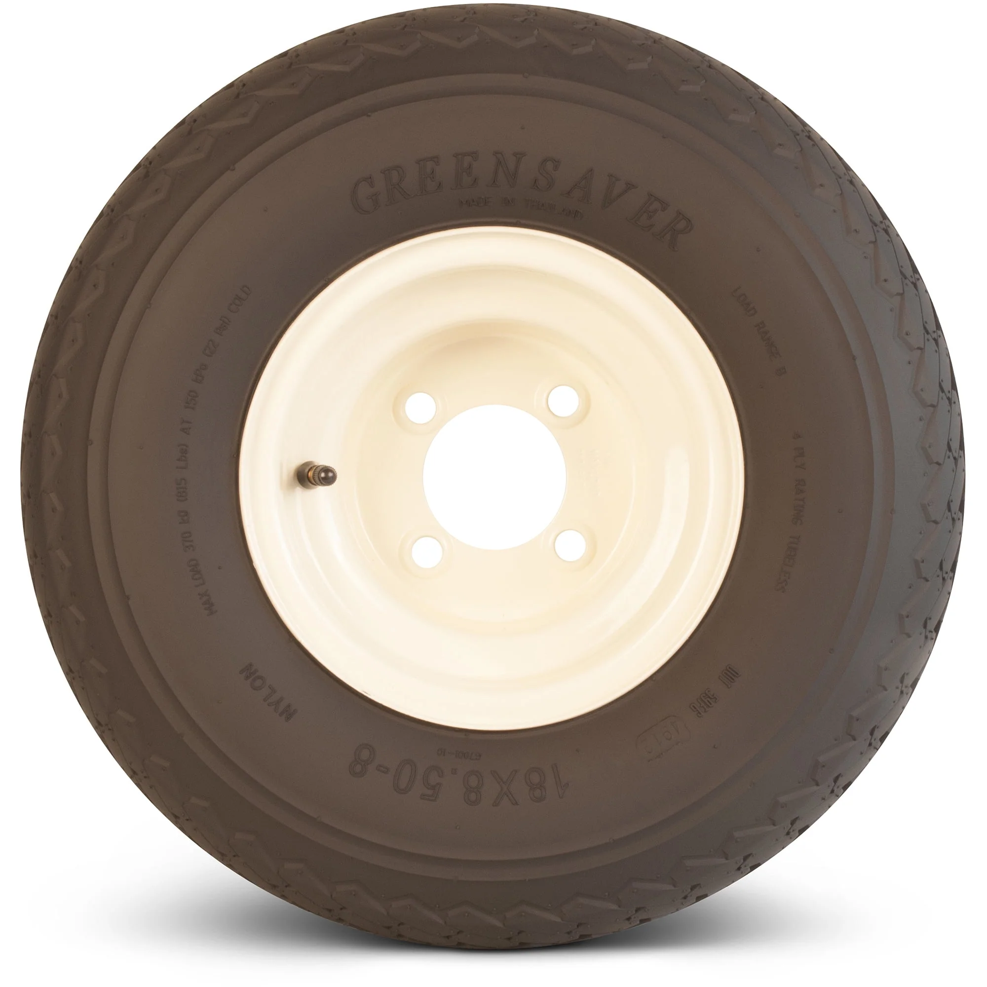 Greenball Greensaver 18X8.50-8 4 PR Golf Cart Tire and Wheel 4 lug Almond Color Wheel