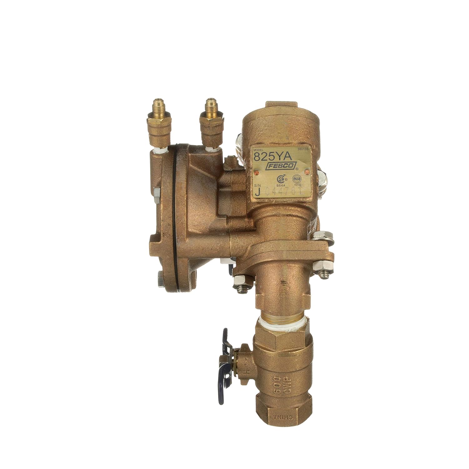 Febco 825EBV70 825YA Angled Union Quarter Turn Shutoff Reduced Pressure Assembly, 1"