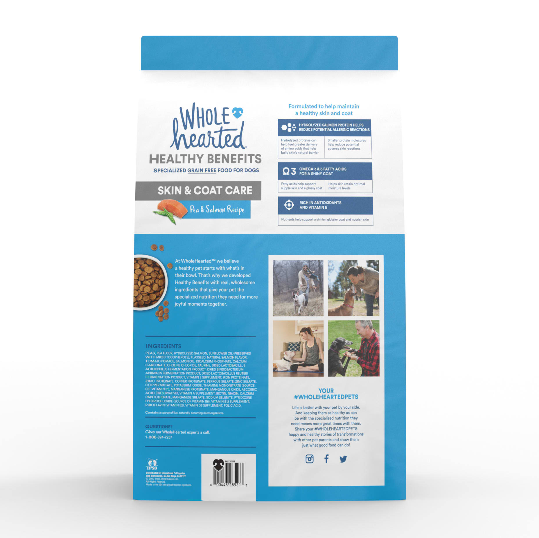 WholeHearted Grain Free Skin and Coat Care Pea and Salmon Recipe Dry Dog Food, 25 lbs.