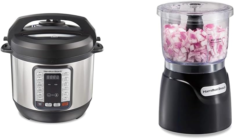 Hamilton Beach 12-in-1 8 Quart Electric Pressure Cooker Bundle with 3-Cup Food Chopper