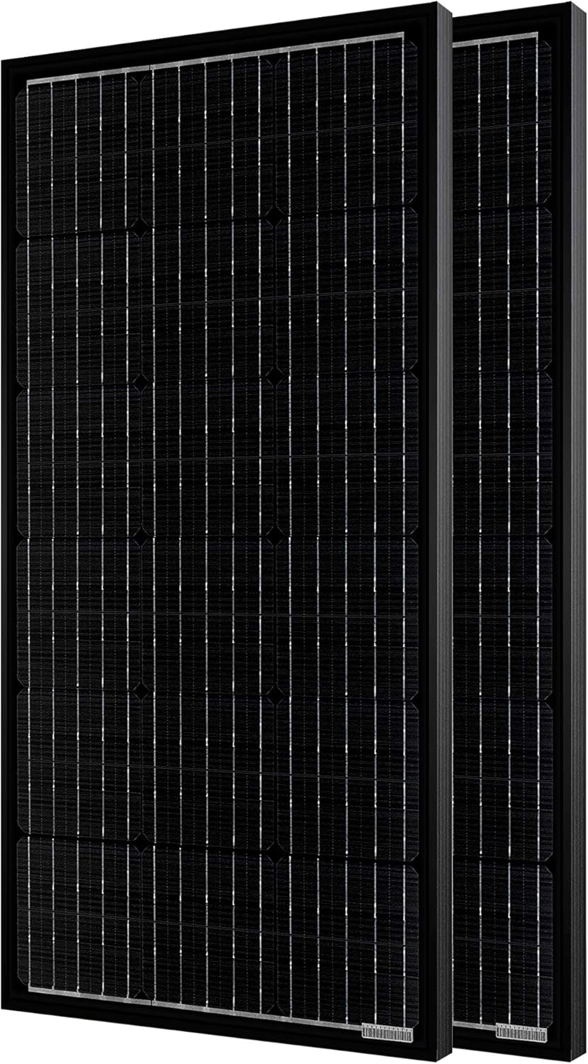 PowerECO 200 watt Solar Panel，High Efficiency Black PV Module Power 200W Mono RV Solar Panel for 12 Volt System,RV Marine Boat Cabin and Other Off Grid System (1 Pack)