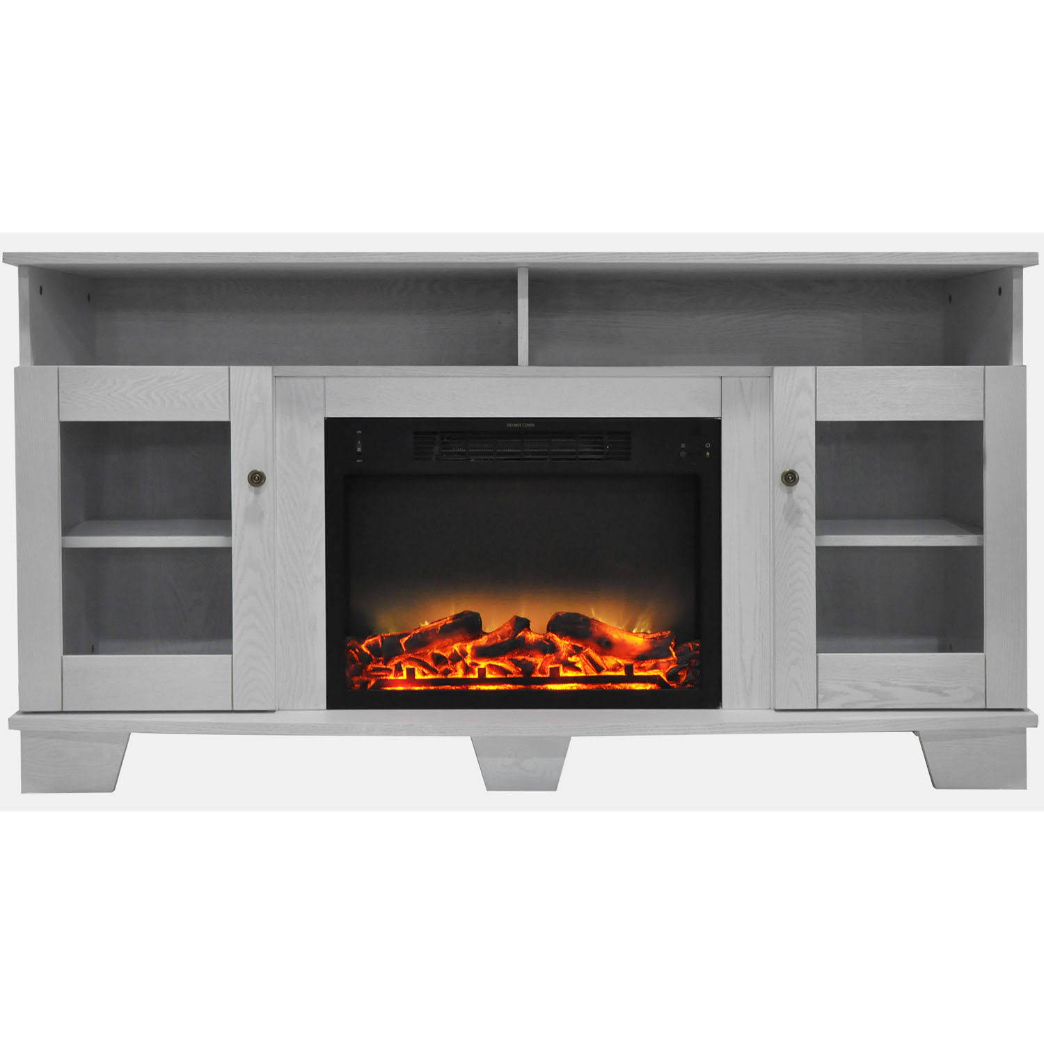 Cambridge Savona 59 in. Electric Fireplace in White with Entertainment Stand and Enhanced Log Display
