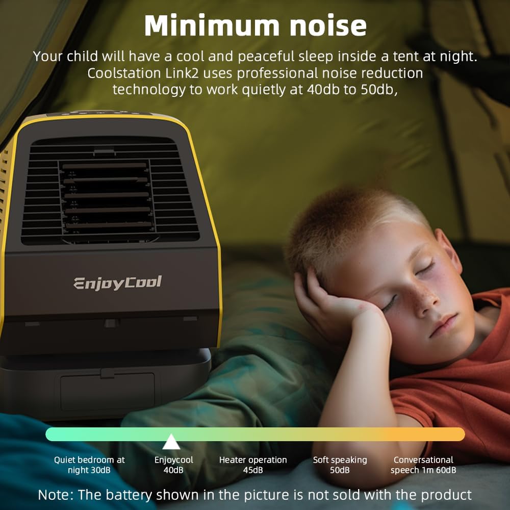 Portable Air Conditioner for Camping, EnjoyCool 2380BTU Camping Tent Air Conditioner, 240W Low Power Consumption AC Outdoor Air Conditioner, Portable AC for Camping Tent,RVs,and Travel (Link)