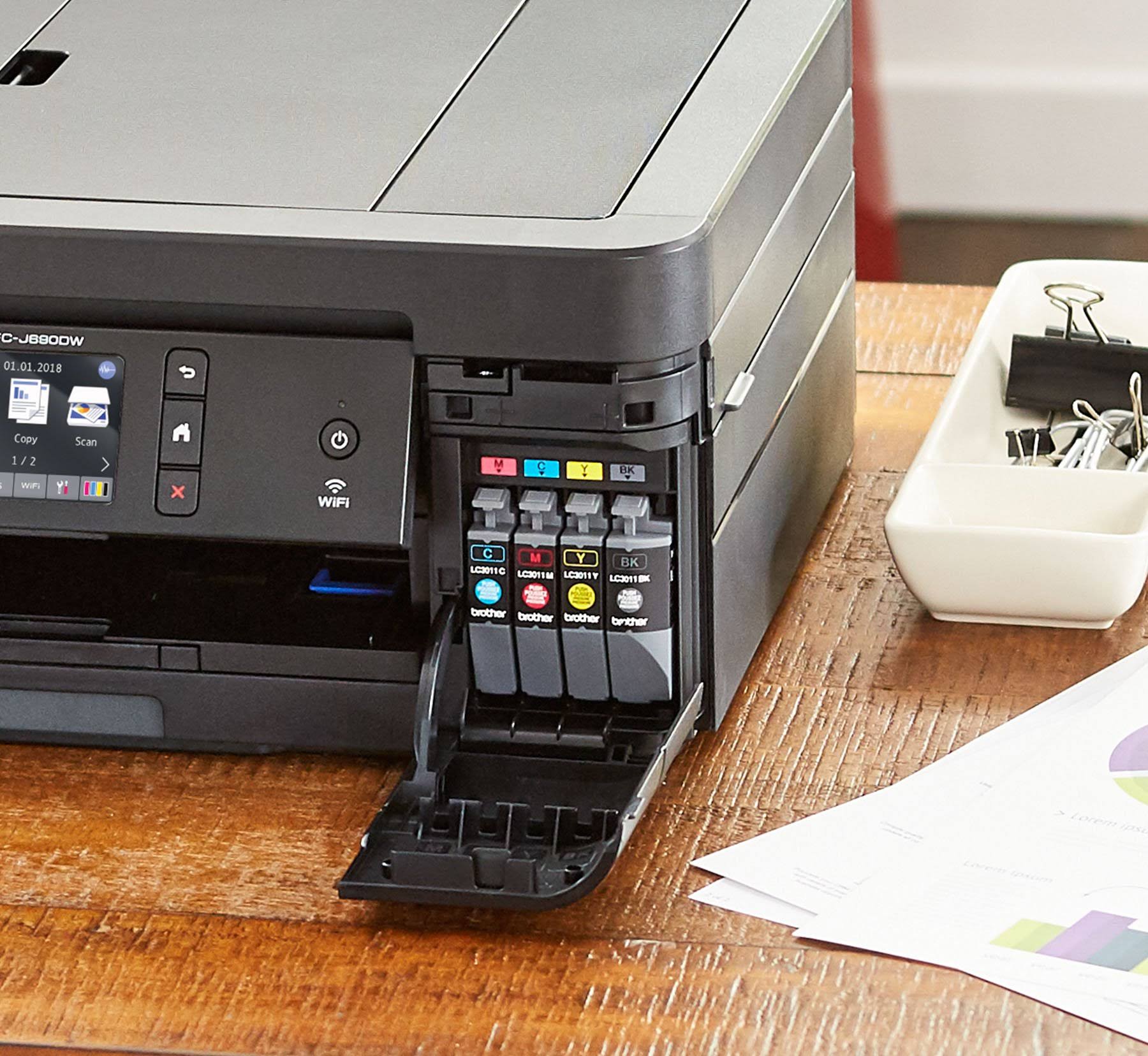 Brother - Work Smart Series MFC-J690DW Wireless All-in-One Inkjet Printer - Black