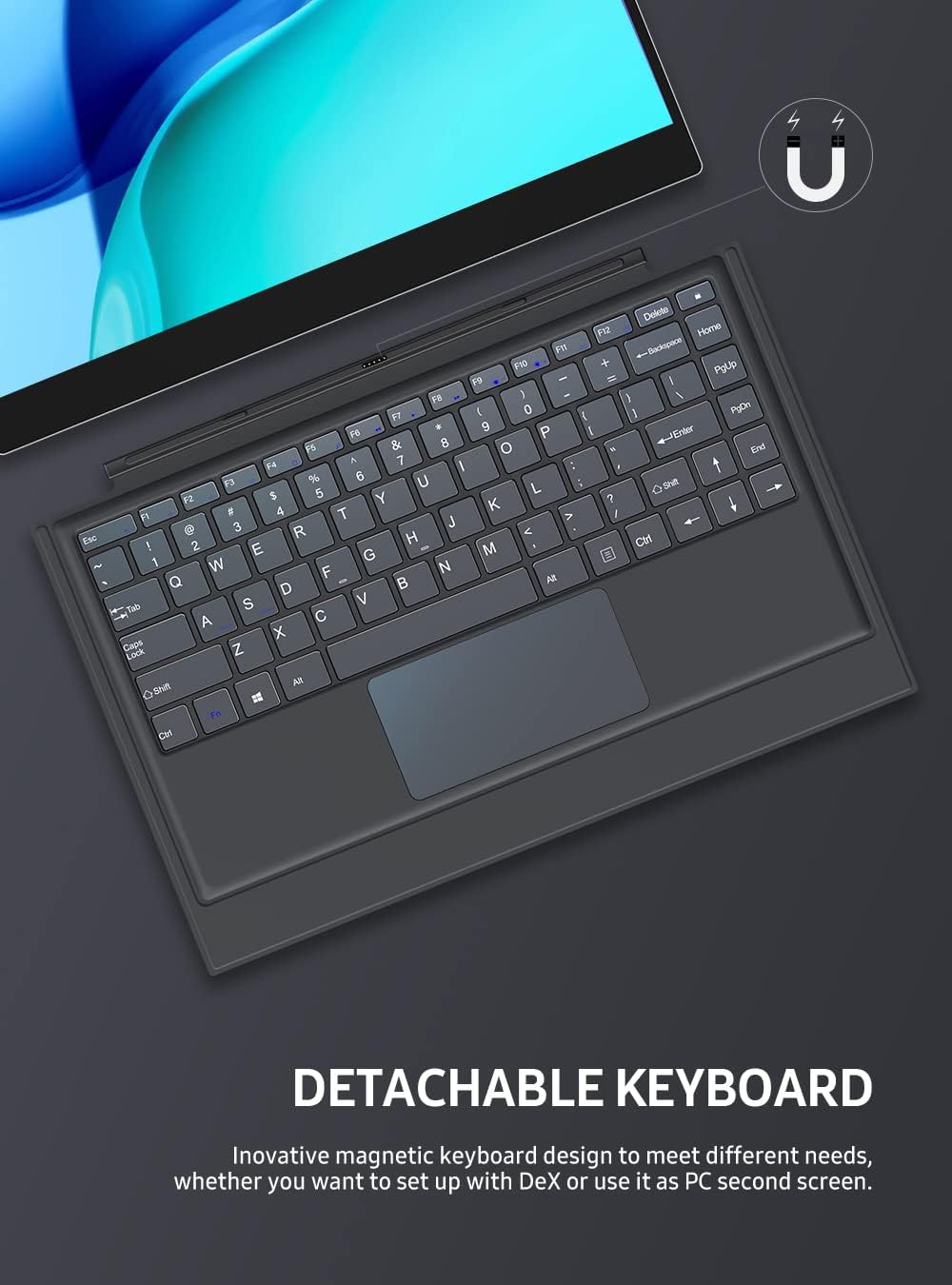 Magnetic Keyboard Portable 4K Monitor, UPERFECT 15.6'' Touchscreen w/Battery Frameless Bezel USB C Monitor, Integrated Kickstand, HDR FreeSync Eye Care Travel Monitor w/Detachable Keyboard & Touchpad