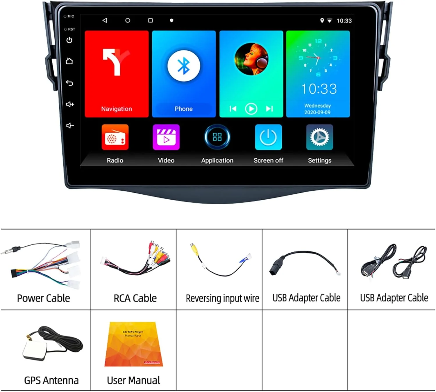 THONZER Car Radio for Toyota RAV4 2005-2013, Android 11 Touch Screen 9 Inch IPS Car Stereo with Carplay and Android Auto, Support Bluetooth Hands-Free/Mirror Link/FM/WiFi/GPS Navigation 1+32GB - Curated Treasures Market