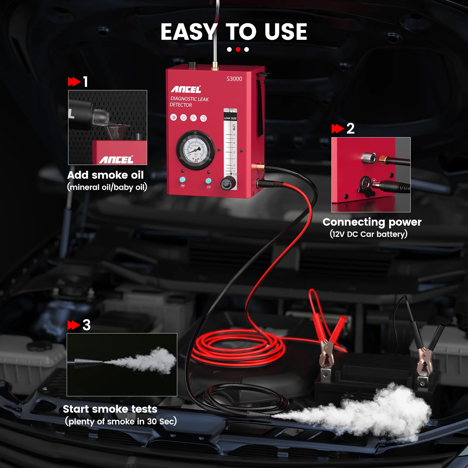 Ancel S3000 Car Smoke Machine Leak Detector All Pipe EVAP Vacuum Leakage Locator Automotive Truck - Curated Treasures Market