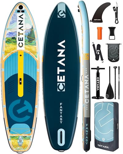 CETANA 11'6×35" Extra Wide Stand Up Paddle Board for Adults & Youth, 400lb Capacity Inflatable Paddle Board, Sup for 2+1 Person with Removable US Fin, 100L Backpack, Floating Paddle, Safety Leash