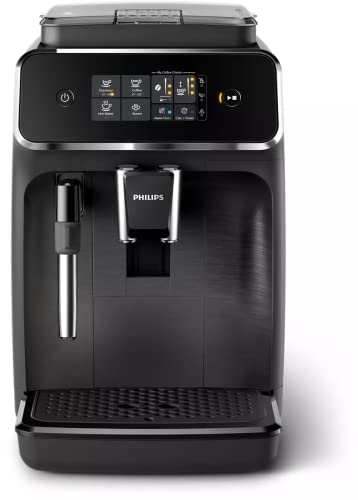 Philips 2200 Series Fully Automatic Espresso Machine, Classic Milk Frother, 2 Coffee Varieties, Intuitive Touch Display, 100% Ceramic Grinder, AquaClean Filter, Aroma Seal, Black (EP2220/14)