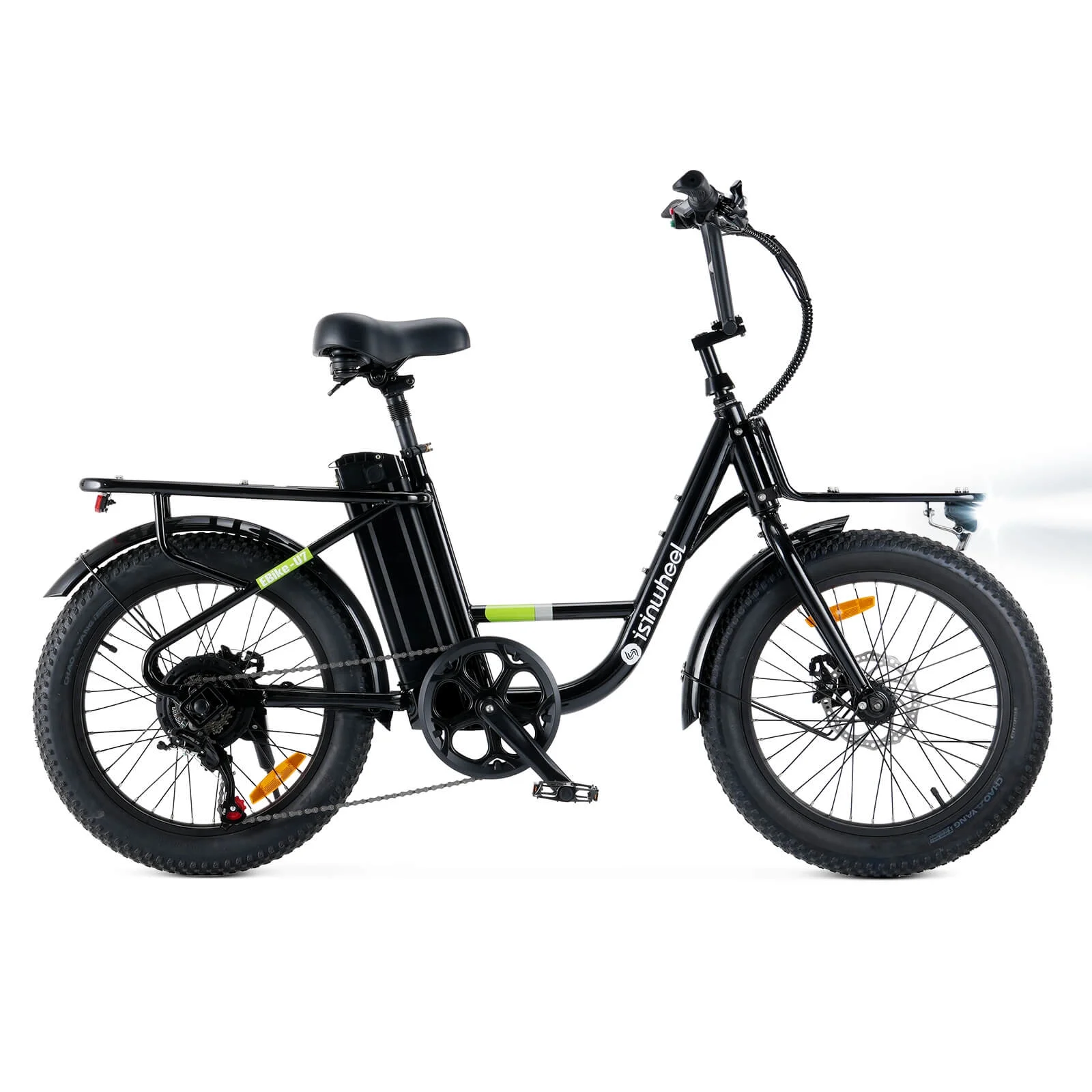 isinwheel U7-W Electric Bike for Adults, 500W 20 MPH Max Range 55+Miles Cargo Bike, 48V Removable Battery Adult Electric Bicycles, Oversized 20" Tires Ebikes for Adults
