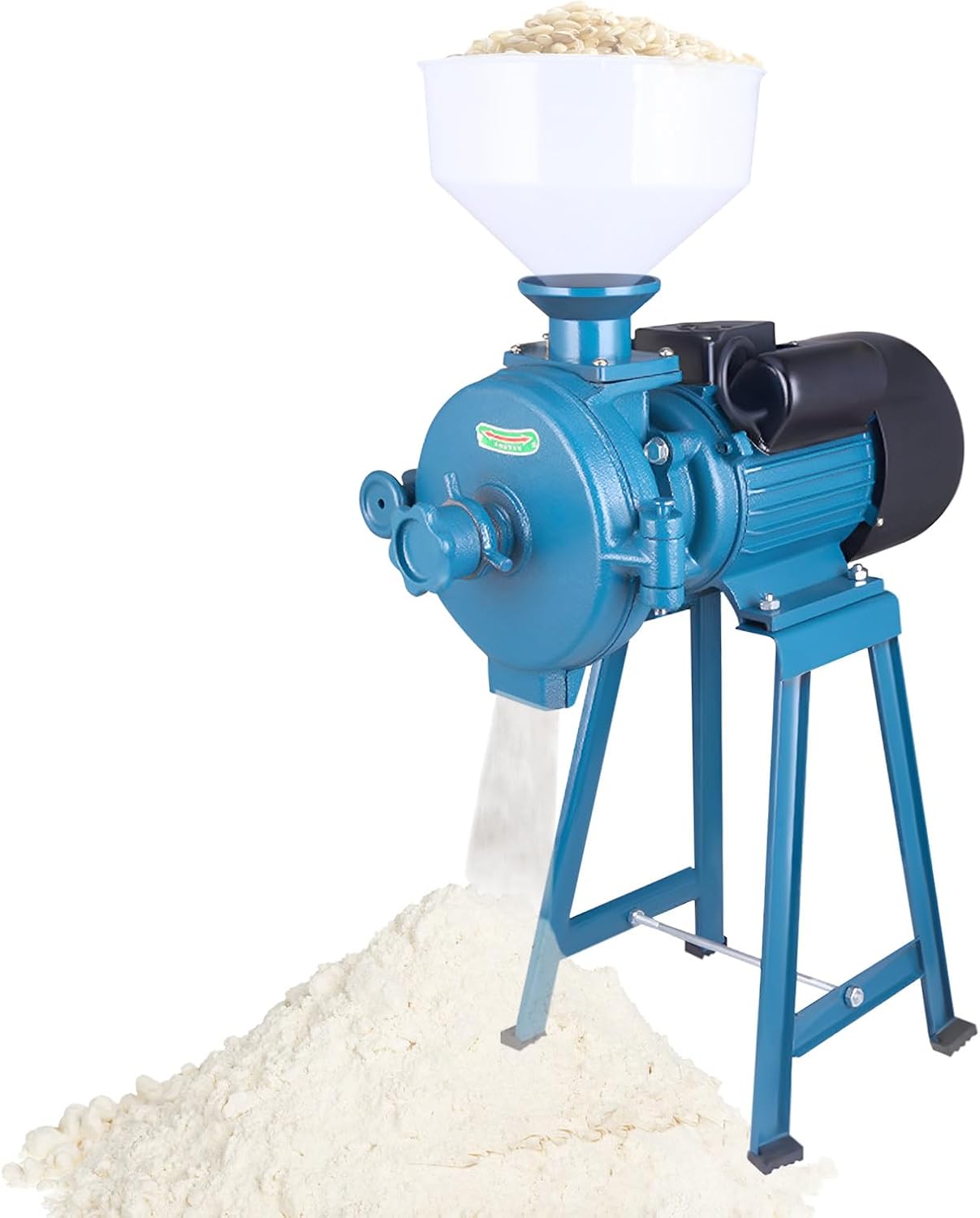 2200W Blue Electric Grain Mill with Funnel, Dry Cereals Rice Wheat Corn Mills Electric Grain Mill Grinder Electric Grain Grinder Heavy Duty Home/Commercial Electric Feed Mill Dry Cereals Grinder
