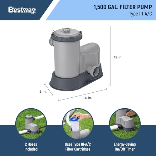 Bestway Power Steel Swim Vista Series II 14' x 8' 2" x 39.5" Above Ground Outdoor Swimming Pool Set with 530 GPH Filter Pump, Ladder, and Pool Cover