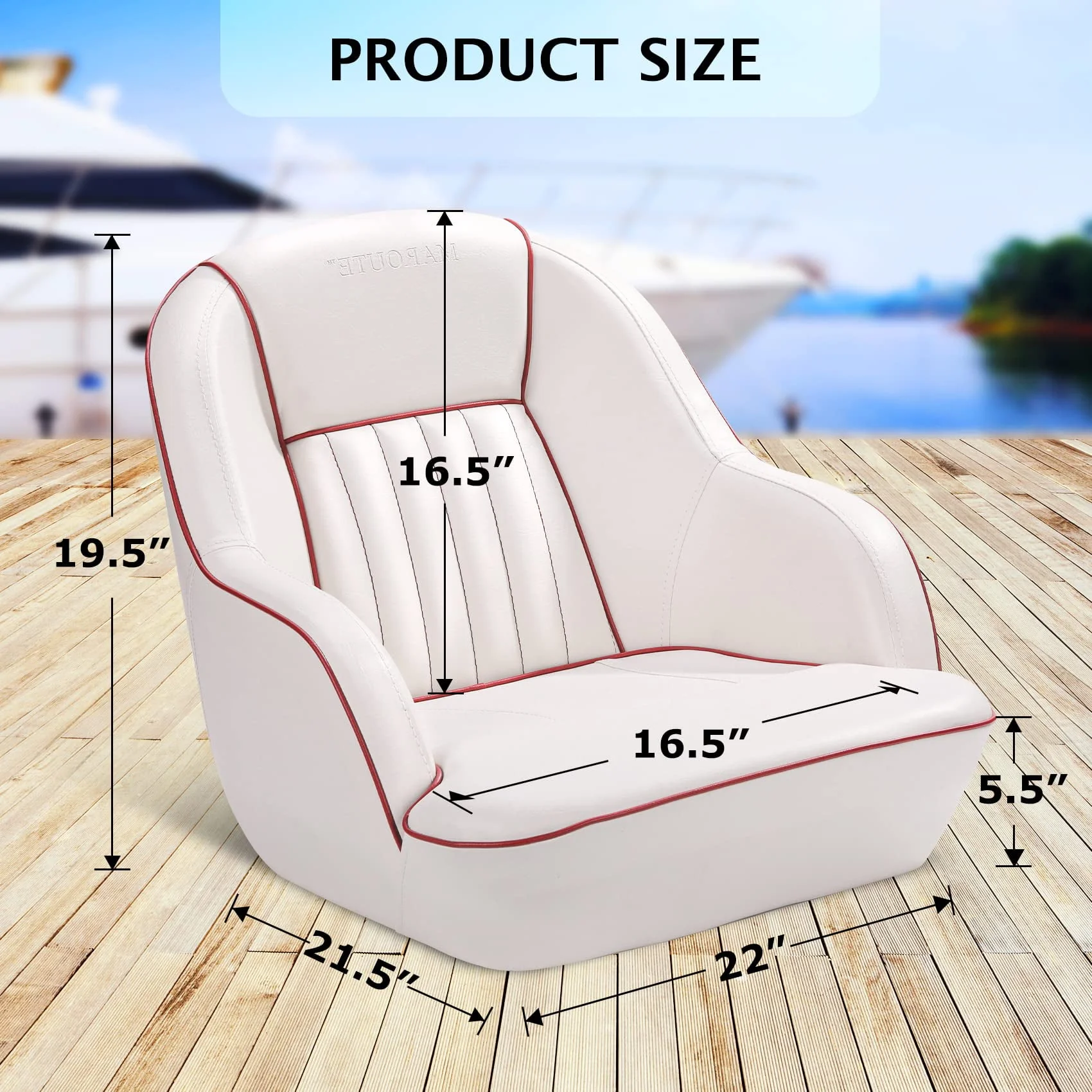 Yesurprise Pontoon Boat Seat Captains Soft Bucket Boat Seat (White/Navy Blue)