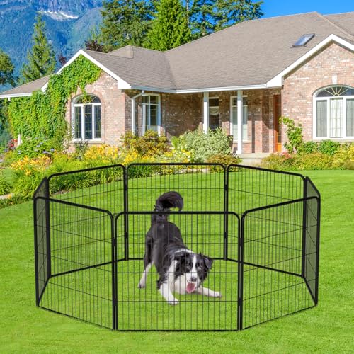 BestPet Dog Playpen Indoor 40 inch 16 Panels Metal Dog Pen Pet Dog Fence Outdoor Exercise Pen with Doors,Pet Puppy Playpen for RV Camping Yard, Black