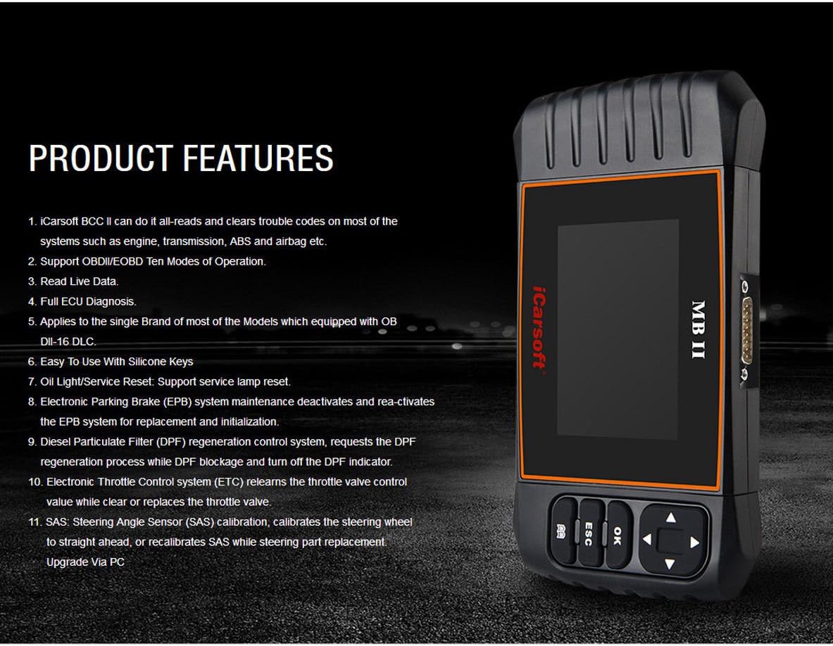 iCarsoft MBII for Mercedes Benz/Sprinter/Smart Professional Diagnostic Tool Scanner ABS,SRS ect