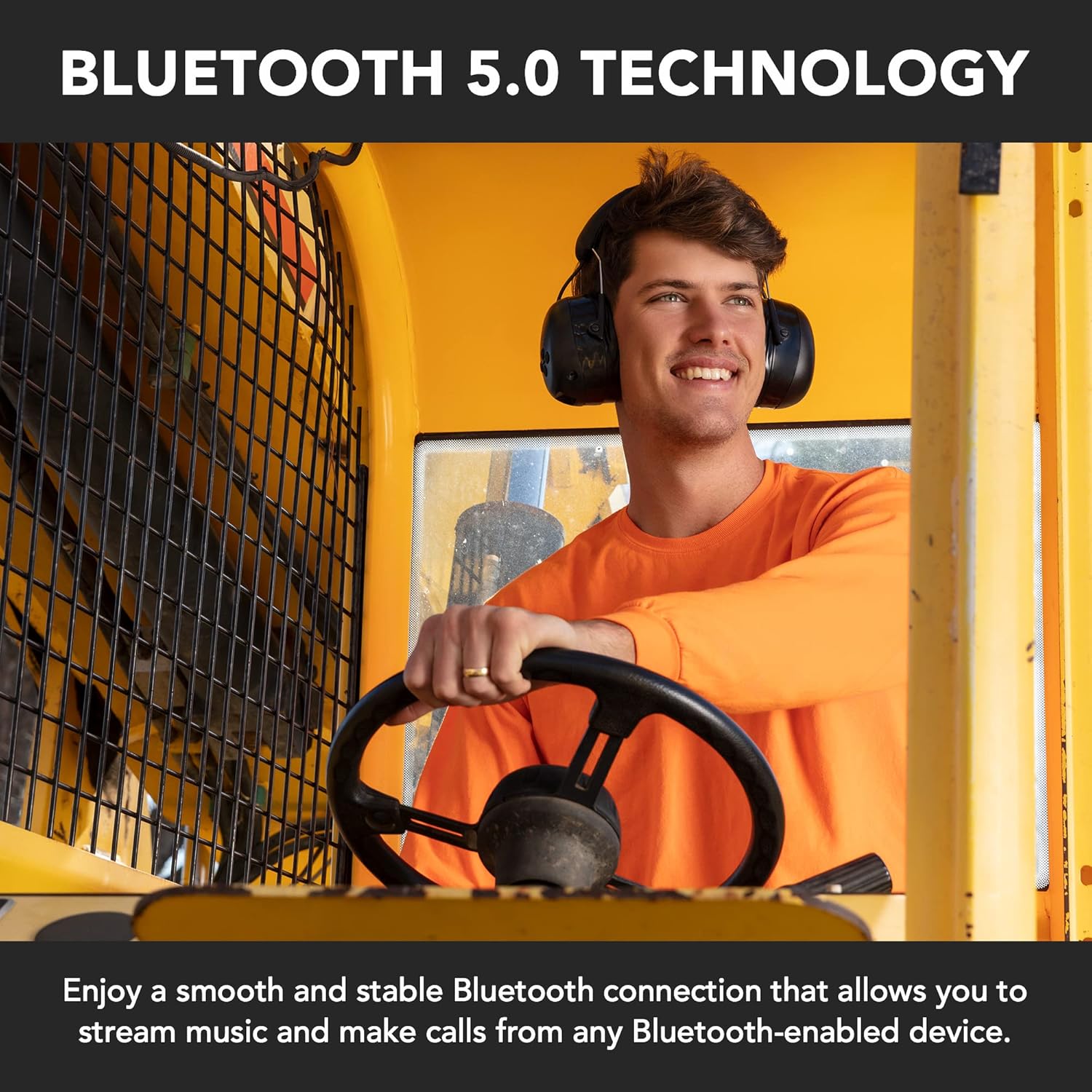 Bluetooth Hearing Protection Headphones - Noise Reduction Safety Earmuffs with Adjustable Headband - Safety Noise Cancelling Ear Muffs for Noise Reduction - Bluetooth 5.0