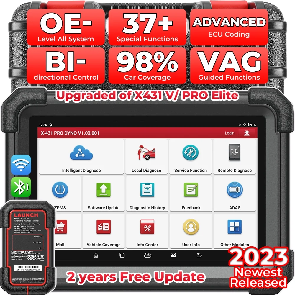 LAUNCH X431 PRO DYNO Car Diagnostic Scan Tool Bi-directional All-System Scan, CANFD DOIP, 37+ Services, ,2 Year Free Update - Curated Treasures Market