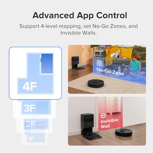roborock Robot Vacuum with Strong 2700Pa Suction, Upgraded from S4 Max, LiDAR Navigation, Multi-Level Mapping, 180 mins Runtime, No-go Zones, Ideal for Carpets and Pet Hair (Renewed)
