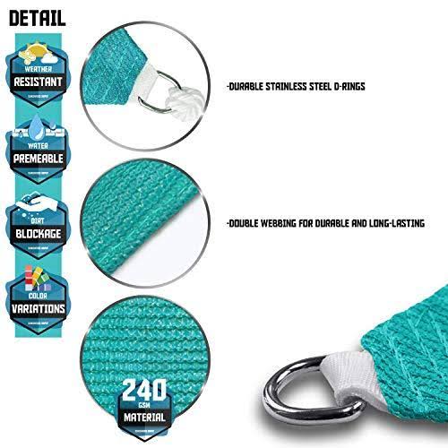 Sunshades Depot 18& x 20& Sun Shade Sail Rectangle Permeable Canopy Turquoise Light Green Custom Size Available Commercial Stand